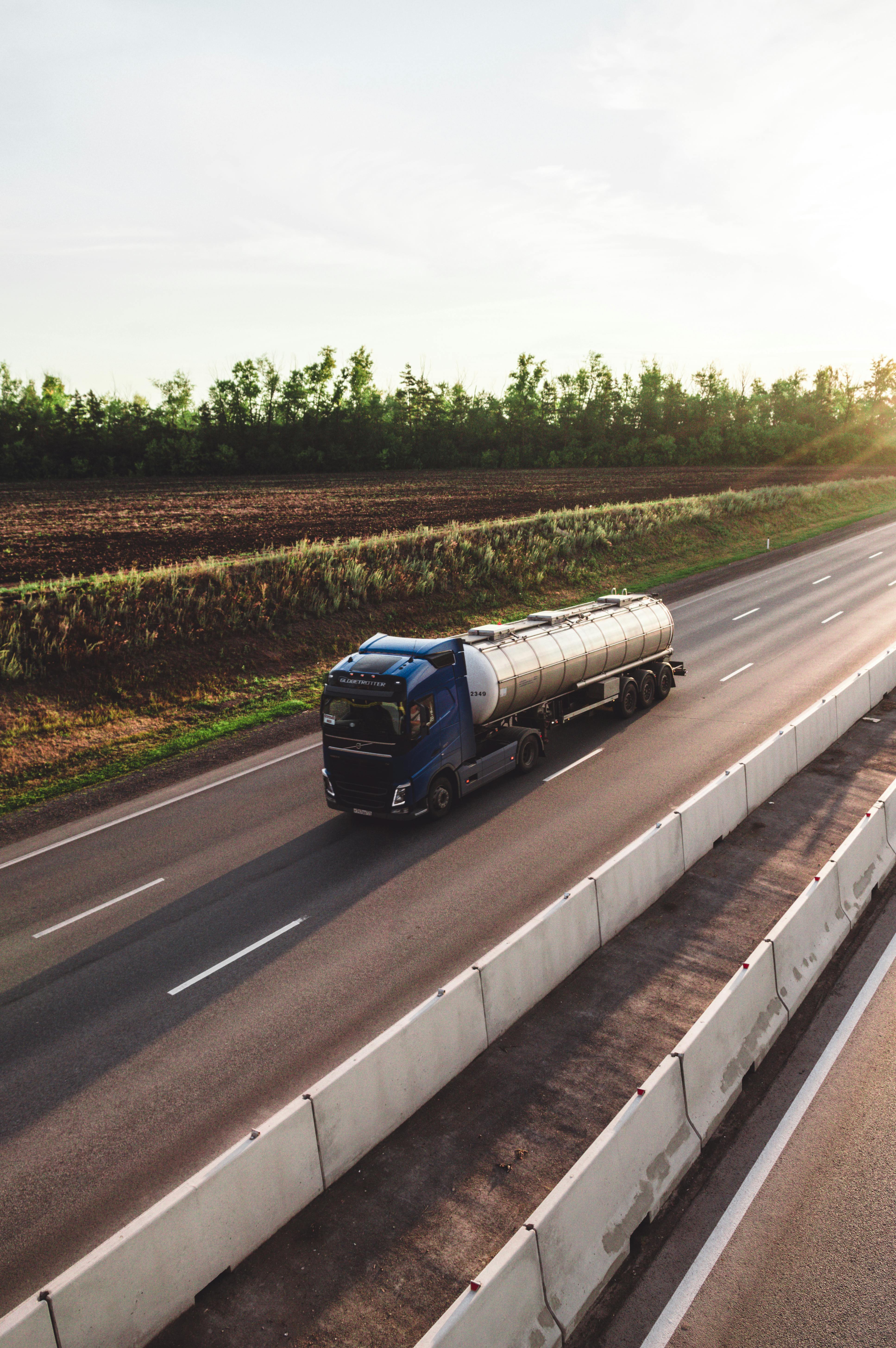 Fuel tanker truck on highway